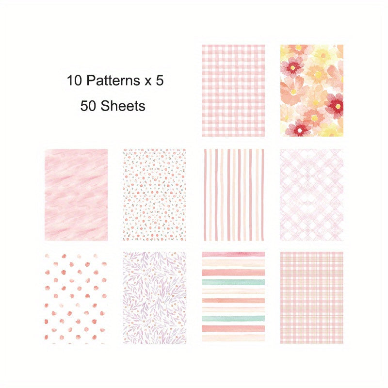 50 Sheets Pad Vintage Scrapbook Paper Journaling Supplies Kit