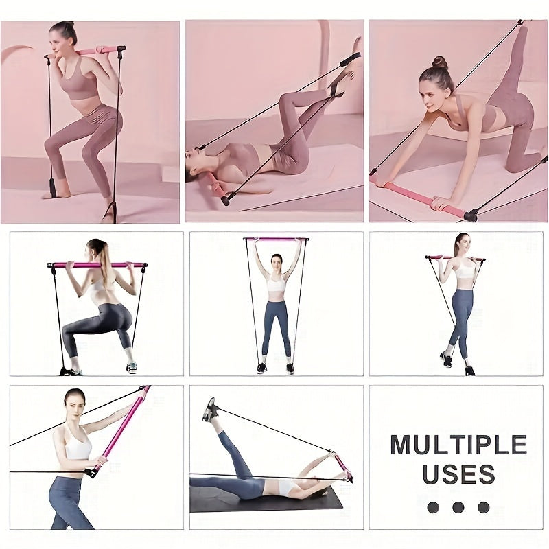 Pilates Bar with Tension Ropes for Full Body Fitness