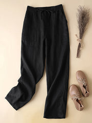  High Rise Straight Leg Trousers With Pockets