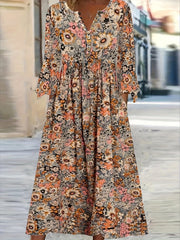  Floral Print Button Up Maxi Dress