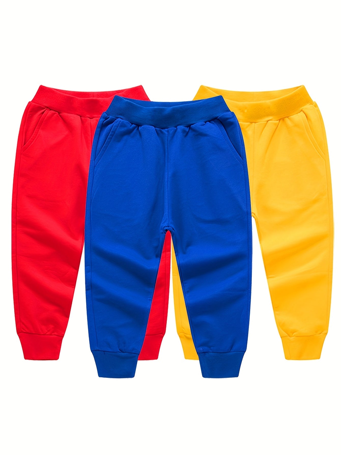 3pcs Boys Casual Active Sweatpants Breathable Jogger Sports Pants Kids Clothing