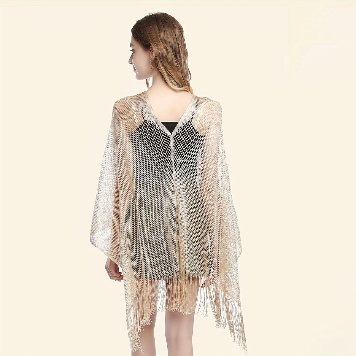 Mesh Shawl Sunscreen Tassel Wrap for Women
