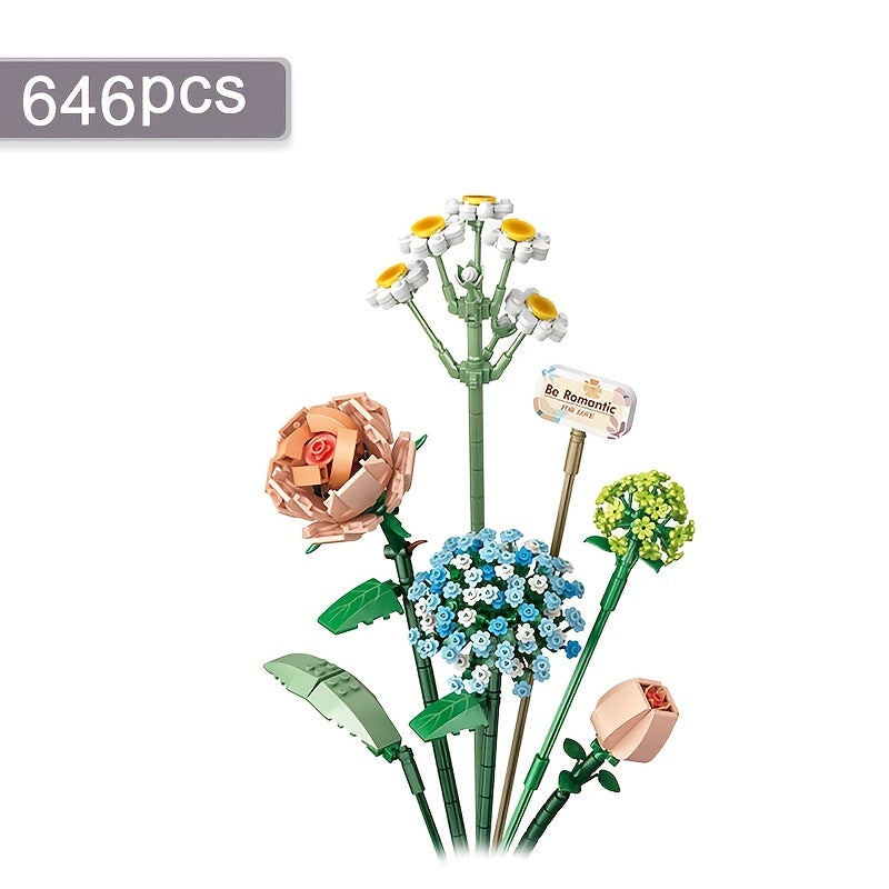Mini Building Blocks Bouquet Set DIY Creative Building Blocks Plant Collection