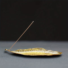 Vintage Golden Leaf Incense Stick Holder Burner