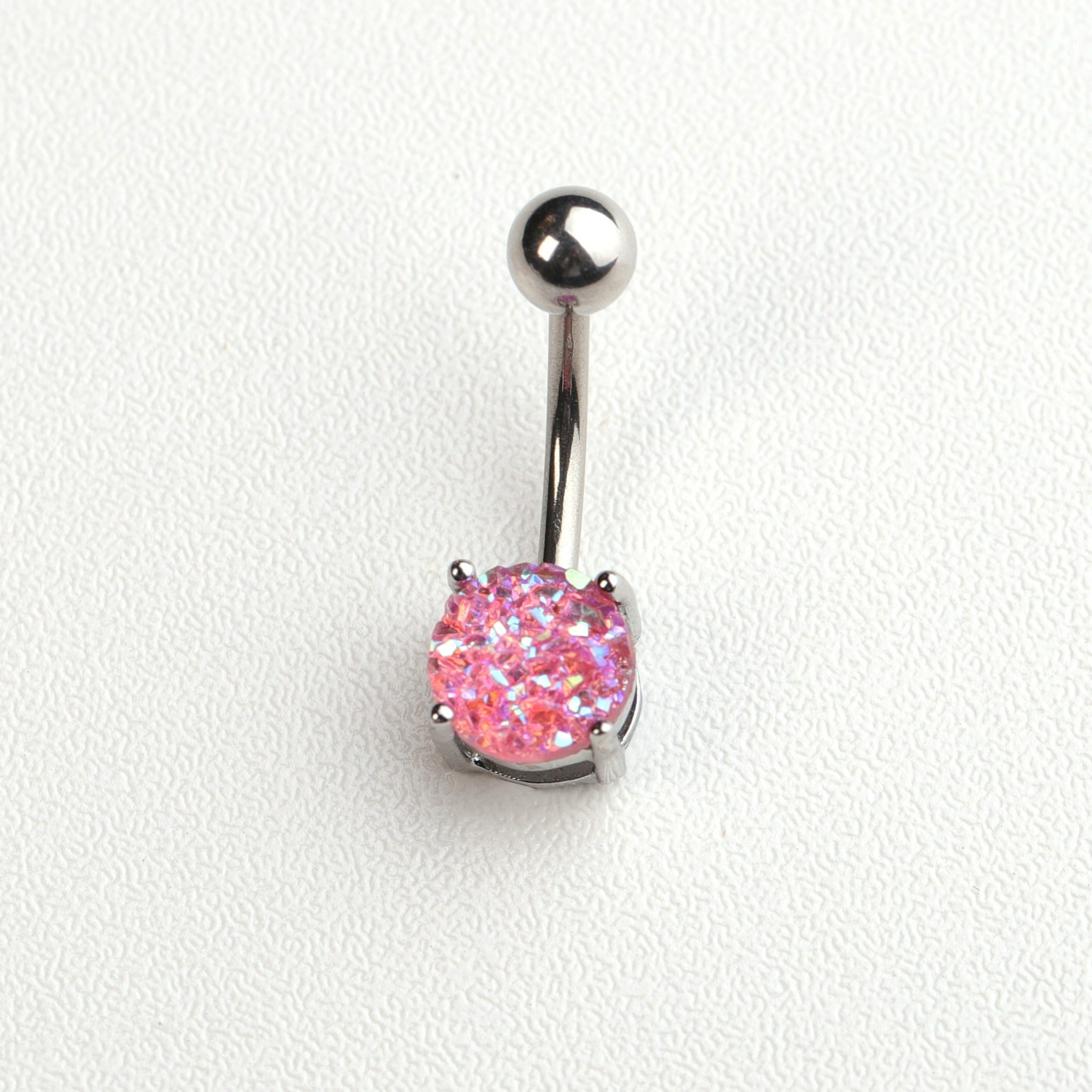 Stainless Steel Horseshoe Belly Button Ring with Zircon Inlay