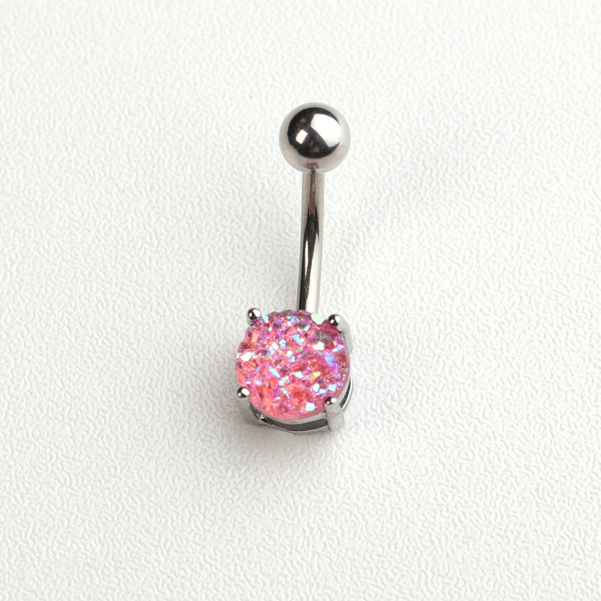 Stainless Steel Horseshoe Belly Button Ring with Zircon Inlay