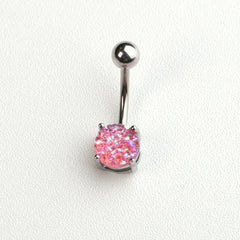 Stainless Steel Horseshoe Belly Button Ring with Zircon Inlay