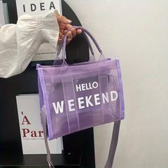 Transparent Mesh PVC Crossbody Bag Large Capacity Jelly Bag