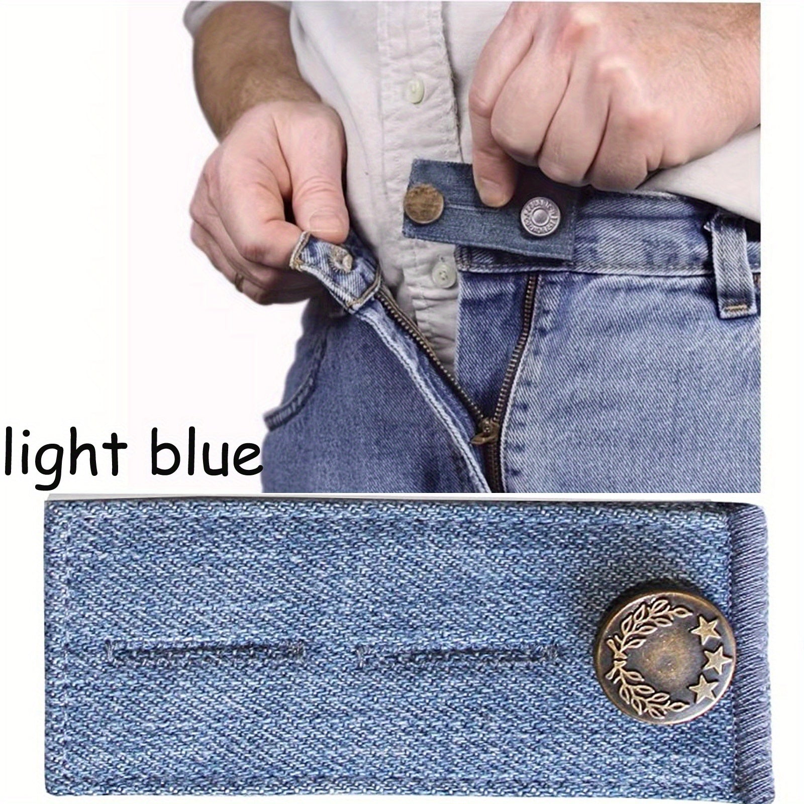 Belt Extender Pants Button Extender Denim Material 2 Button Holes Random