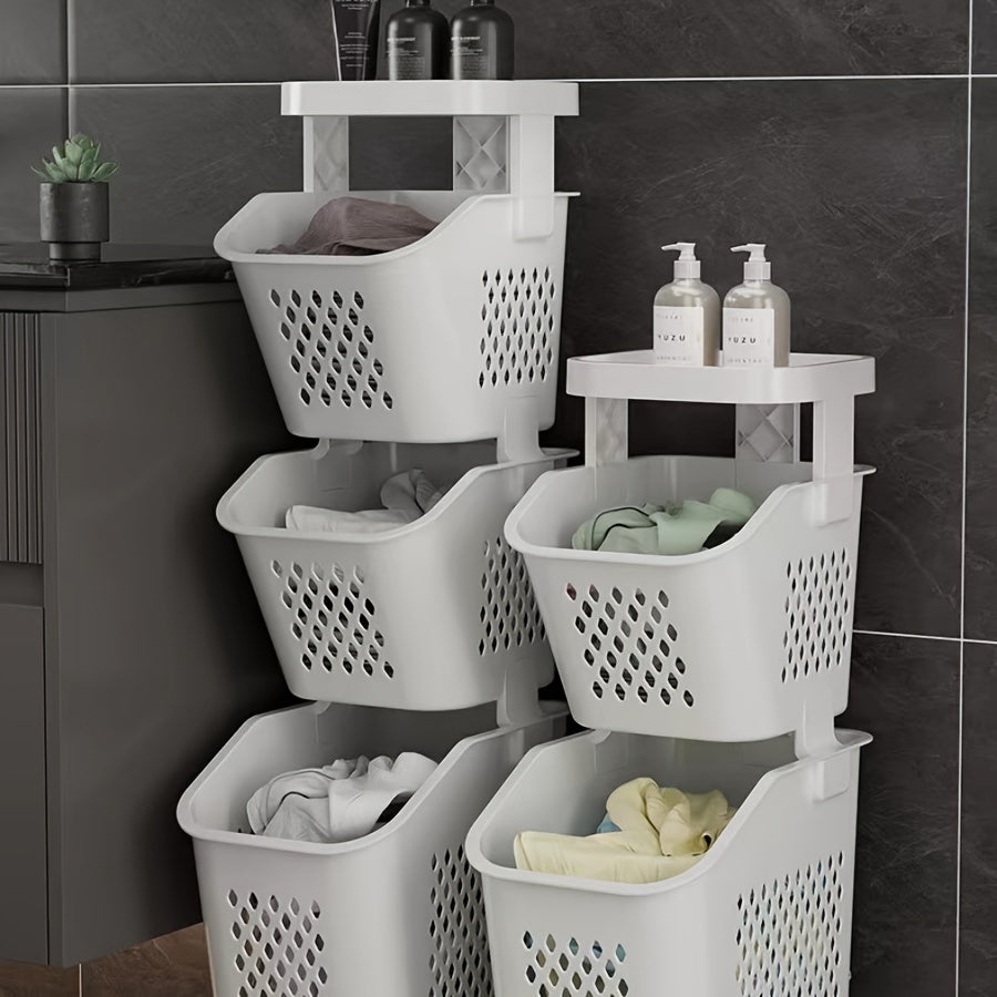 Laundry Basket with Wheels Bathroom Storage