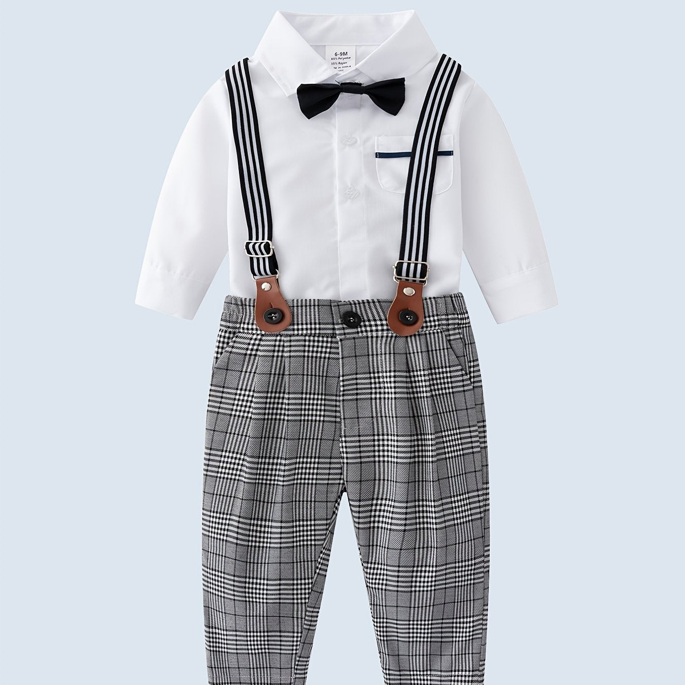 Baby Boys Gentleman Set Shirt Romper Suspender Pants Party