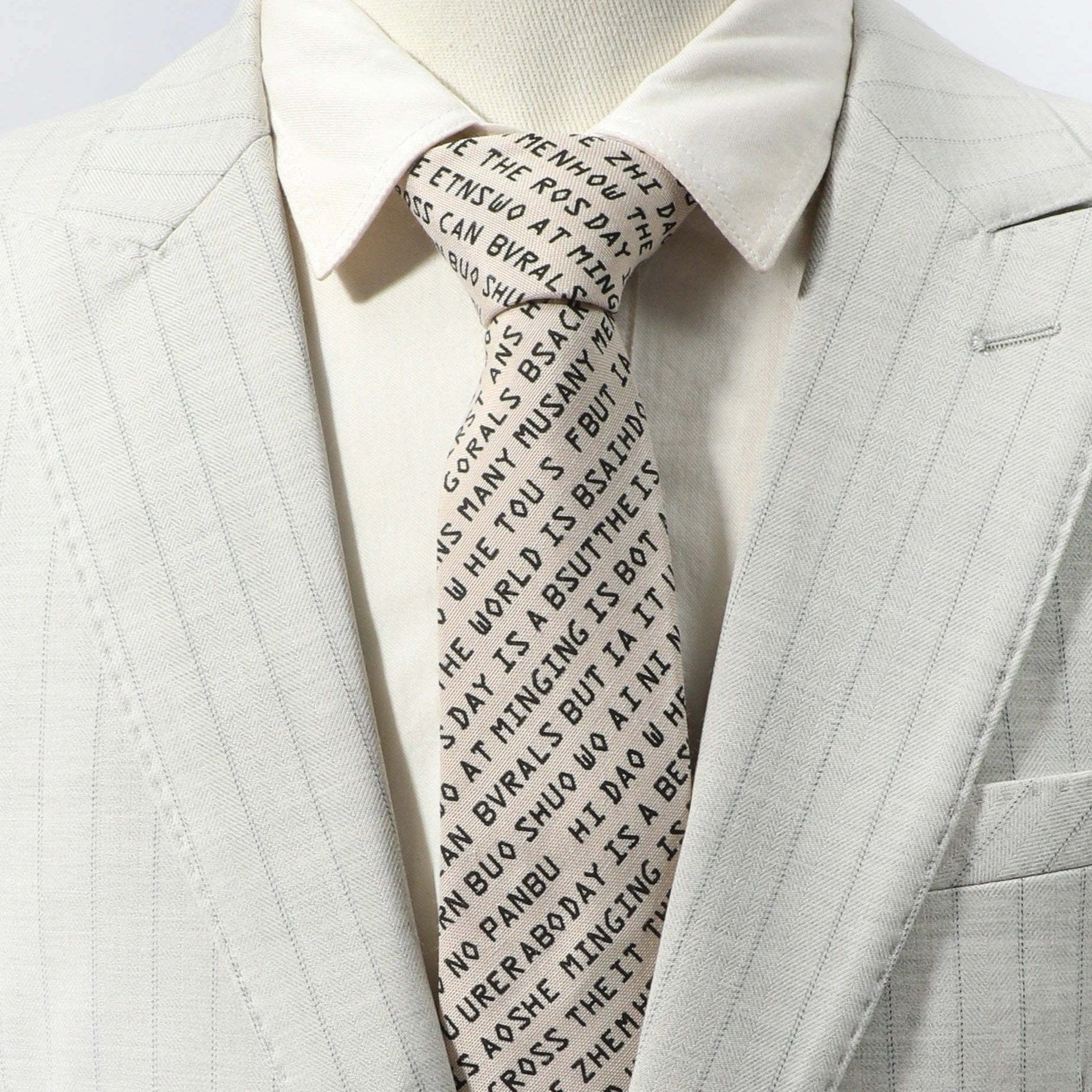 1PC Men's English Letter Fun Cotton Tie