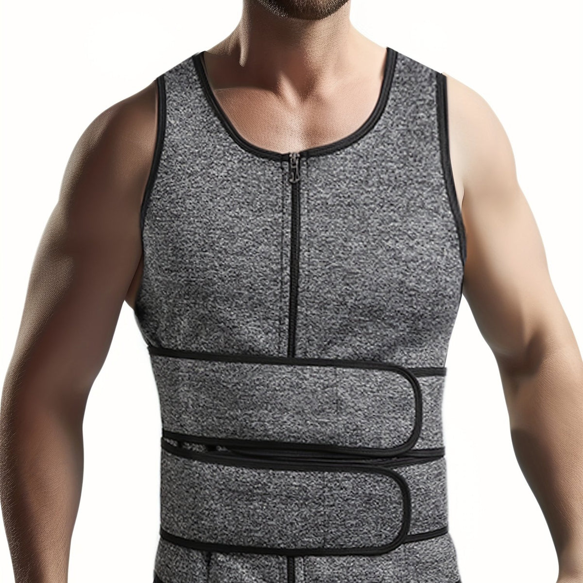 Men's Sweat Sauna Vest with Compression Waist Belts and Back Support