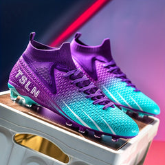Men's High Top Soccer Cleat with Spikes - Outdoor Breathable Cleats
