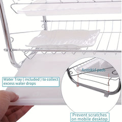 3 Tier Dish Rack Cutlery Cup Plates Holder Sink Draining Rack Tray Kitchen