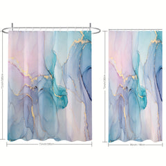 Dreamy Marble Gilded Bathroom Curtain with Plastic Hooks