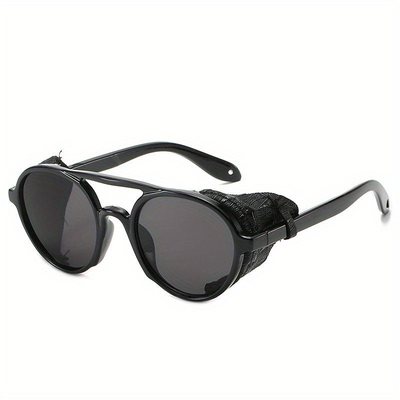 Steampunk Leather Sunglasses Wide Edge Vintage Style