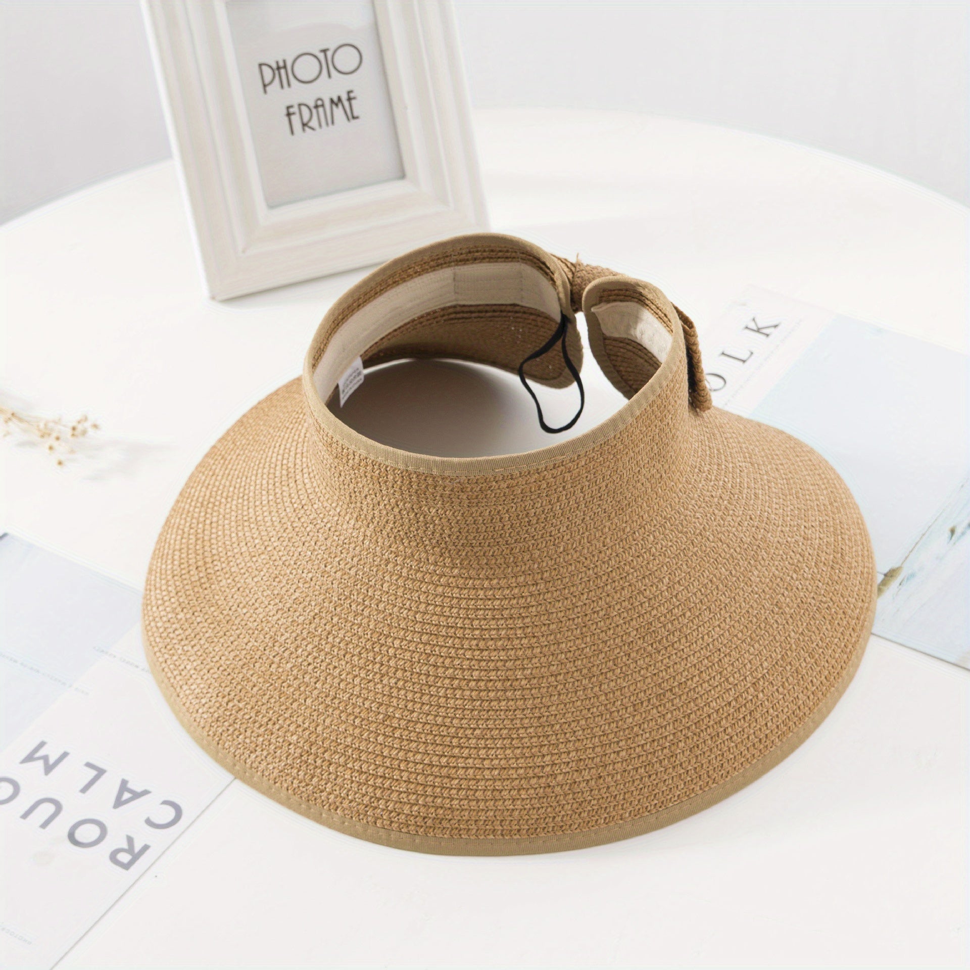 Foldable Ponytail Sun Visor Hats UV Protection Wide Brim Straw Beach Hat