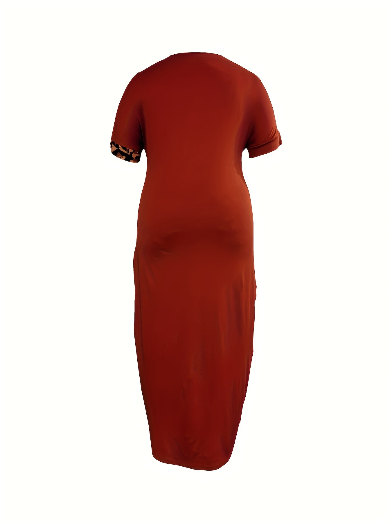  Colorblock Leopard Print Maxi Dress With Pockets