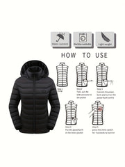 Women's Waterproof Warm Hooded Jacket for Outdoor Hiking