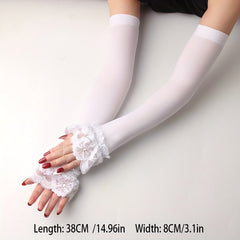 Lace Sunscreen Sleeves Elastic UV Protection Gloves Women