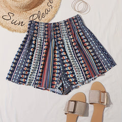  Southwestern Print Elastic Shorts