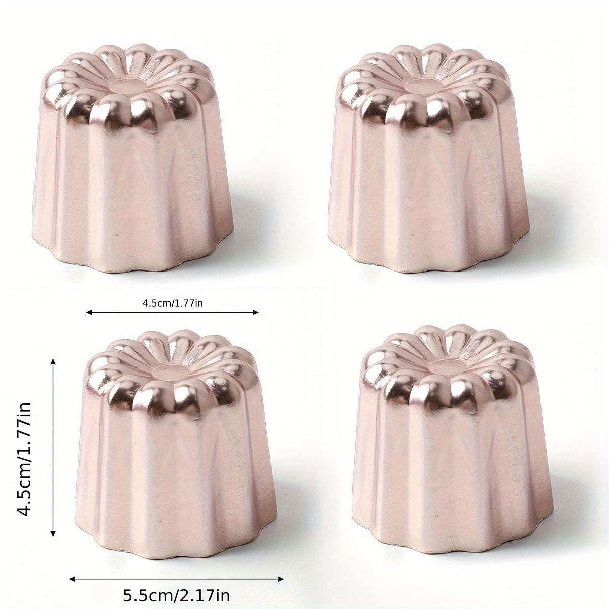 4pcs Non Stick Canele Pan Mousse Cake Mold Pudding Mold Baking Tools
