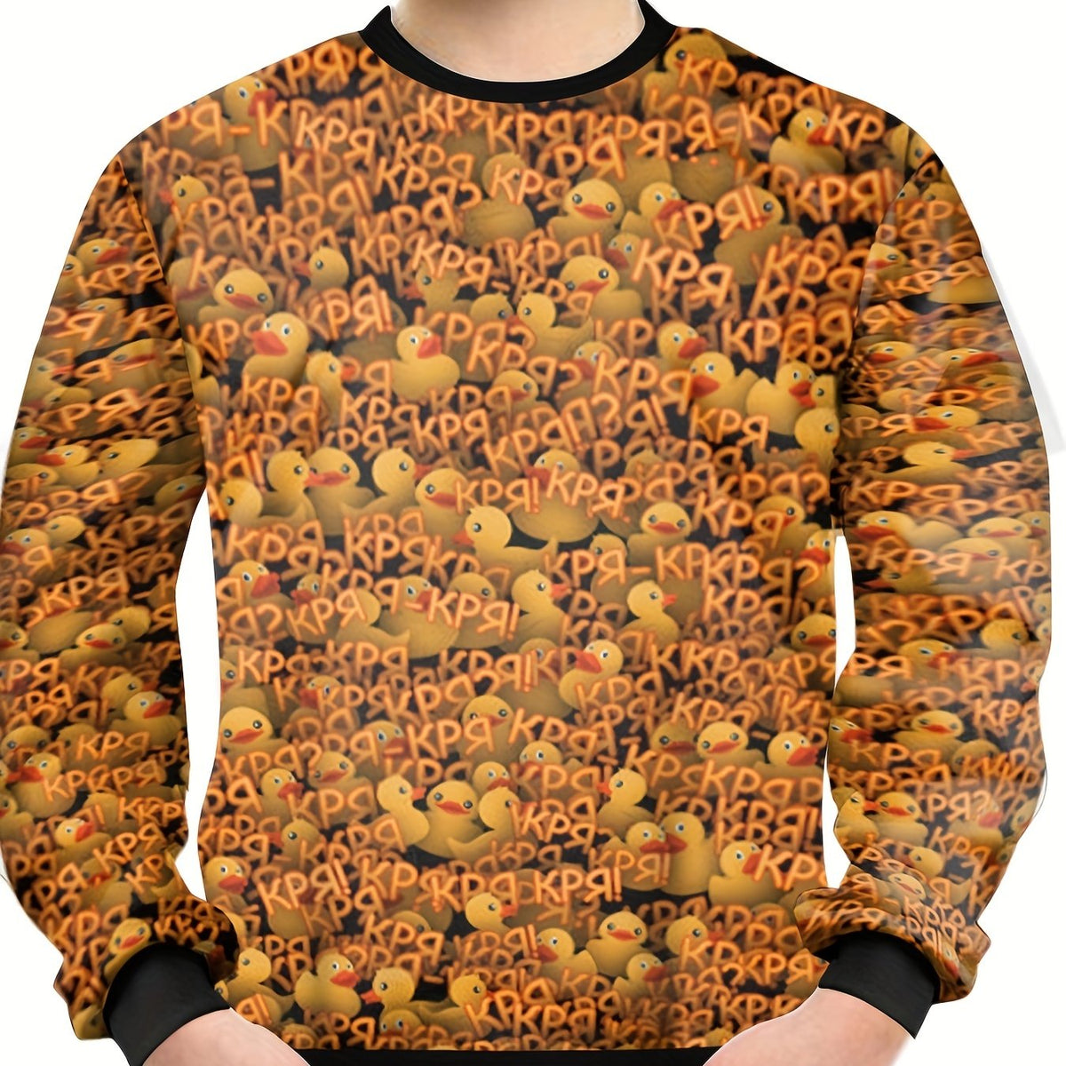 Teens Duck Art Letter Graffiti 3D Print Sweatshirt Kids Casual Pullover
