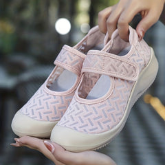 Breathable Women's Walking Shoes with Hook & Loop Fastener