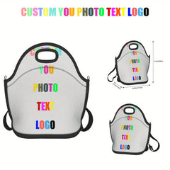 Personalized Insulated Lunch Bag w/ Name & Photo Leakproof Reusable Cooler Tote