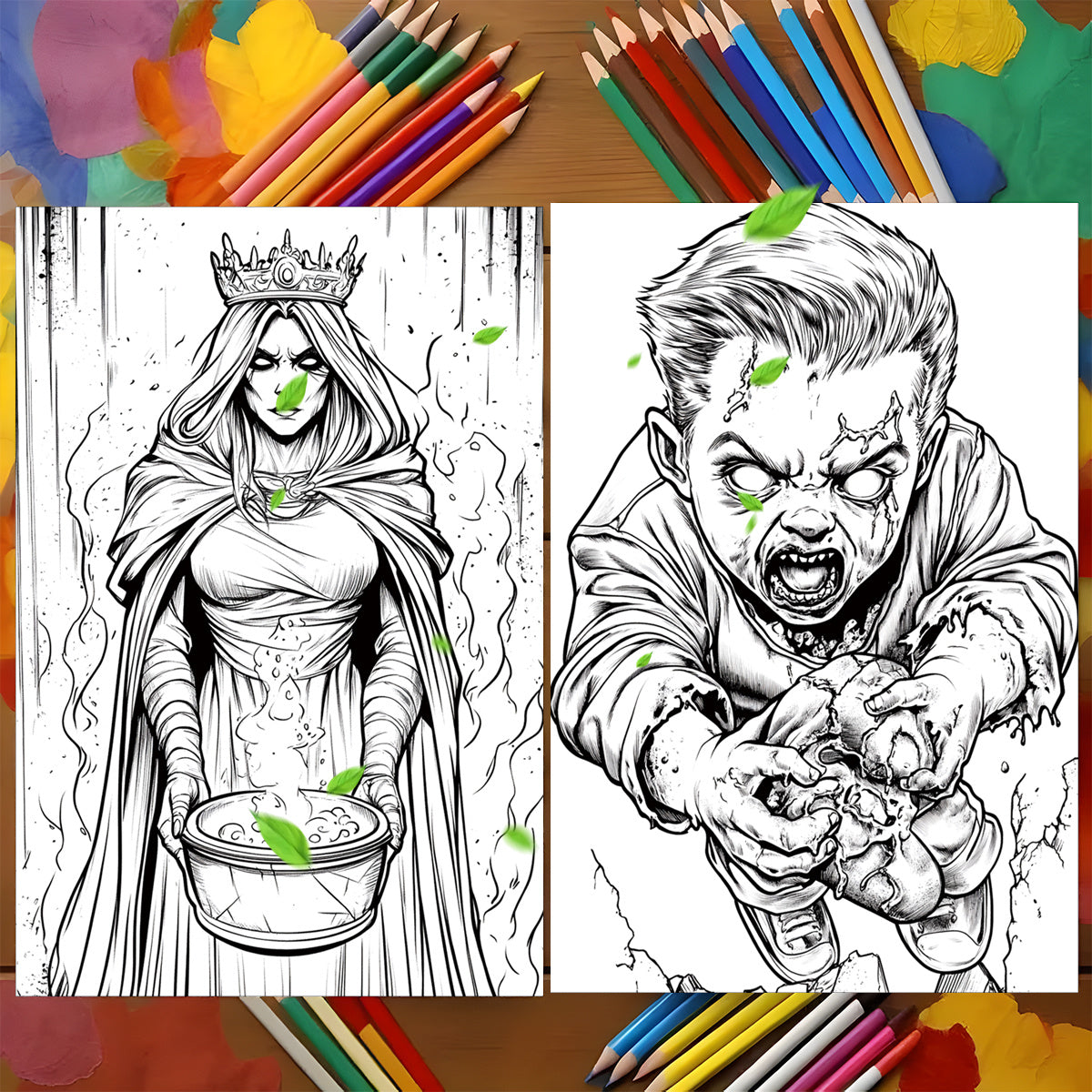 Deluxe Horror Coloring Book - 22 Pages - Watercolor Paper