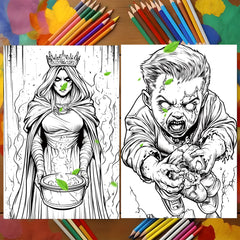 Deluxe Horror Coloring Book - 22 Pages - Watercolor Paper