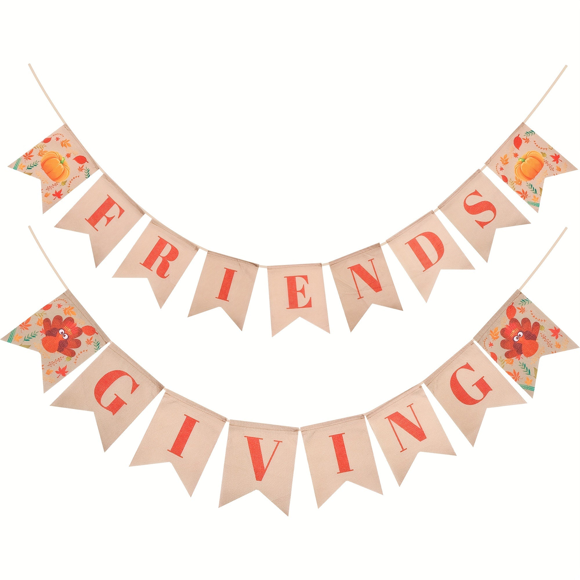 Friends Giving Pull Flag Banner Pumpkin Turkey Dovetail