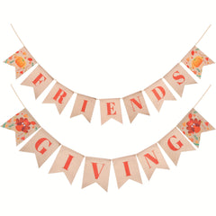Friends Giving Pull Flag Banner Pumpkin Turkey Dovetail
