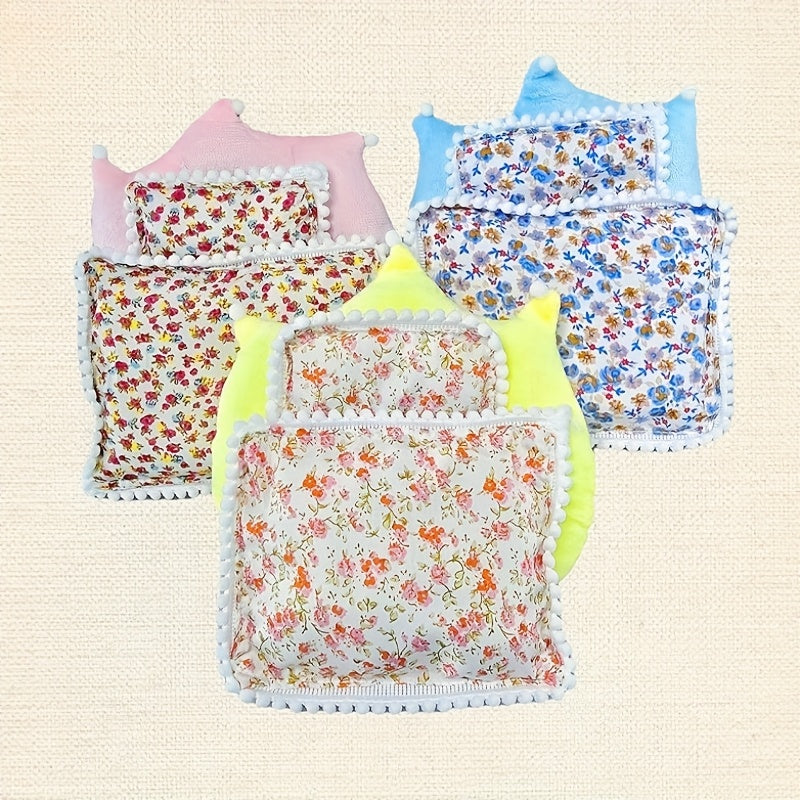 3 Fabric Dollhouse Seating Party Floral Pillows Quilts And Mats