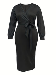  Dress Women's Plus Surplice Neck Slim Fit Dress