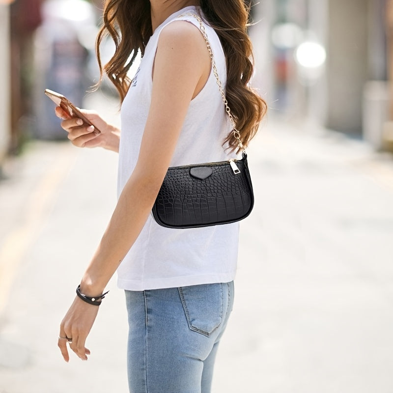 Crocodile Pattern Crossbody Bag 3pcs Set