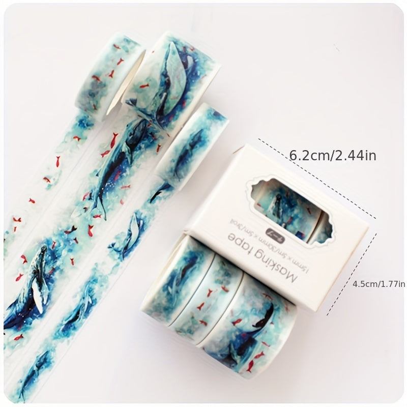 3pcs Flower Pattern Washi Paper Stickers Tape for DIY Scrapbook