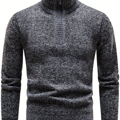 Men's Zipper Knitted Sweater Casual Warm Solid Pullover