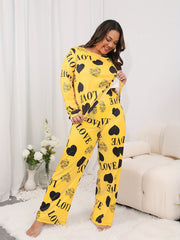  Heart & Letter Print Pajamas Set