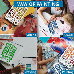 1pc PET Hollow Out Drawing Stencils with 1pc Brush 297x210mm