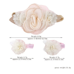 Sweet Mesh Flower Headband Hair Clips Set for Baby Girls