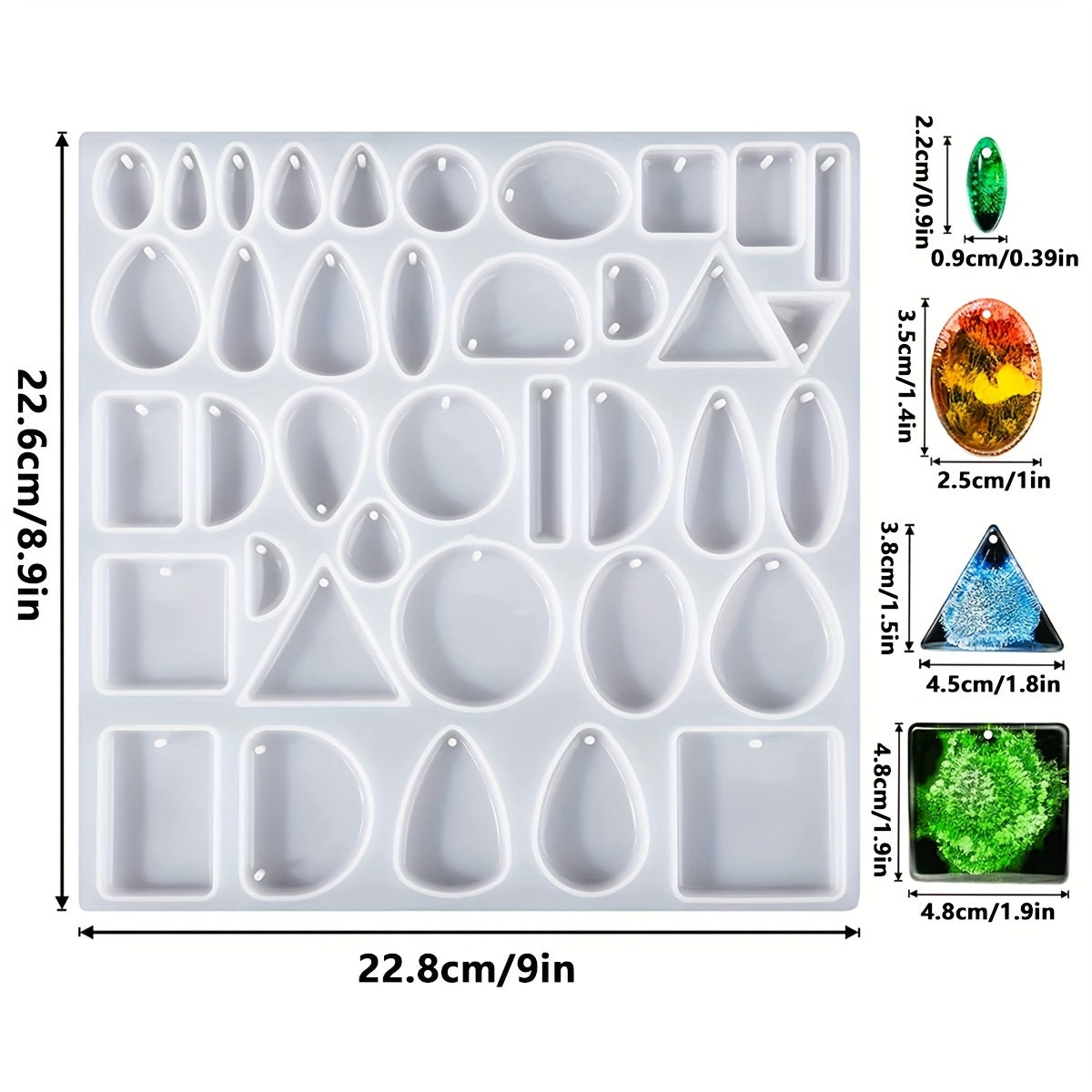 30 Styles Round Gemstone Silicone Casting Molds Holes Resin Epoxy DIY Crafts