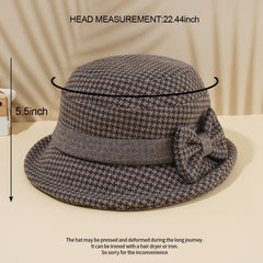 Casual Warm Bow Bucket Hat Fisherman Hat Cloche Hat