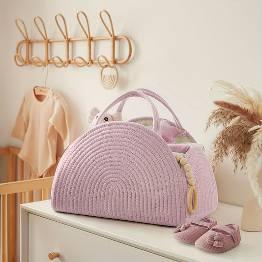 Pink Diaper Caddy Organizer Tote for Moms - Shower Gift w/ Compartments