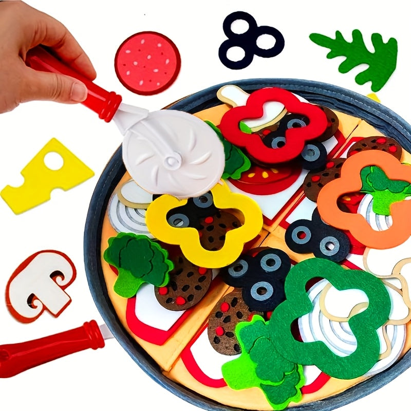 34pcs Fun Felt Pizza Set Simulation Food for Cognitive Recognition Ability