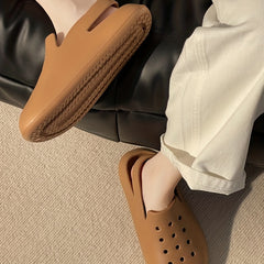Women's Hollow Out Flat Clogs Closed Toe Non Slip Slide Shoes