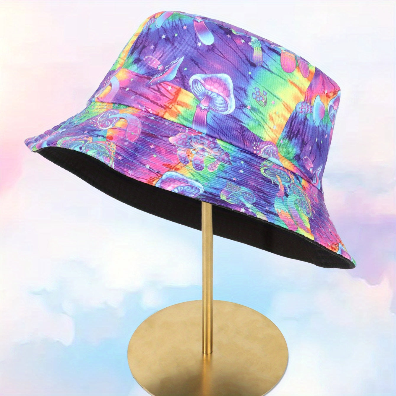Magic Mushroom Reversible Bucket Hat Hip Hop Printed Basin Hat Sunscreen Fisherm