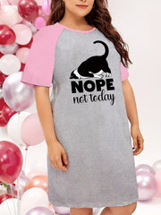  Cat Print Round Neck Sleep Dress