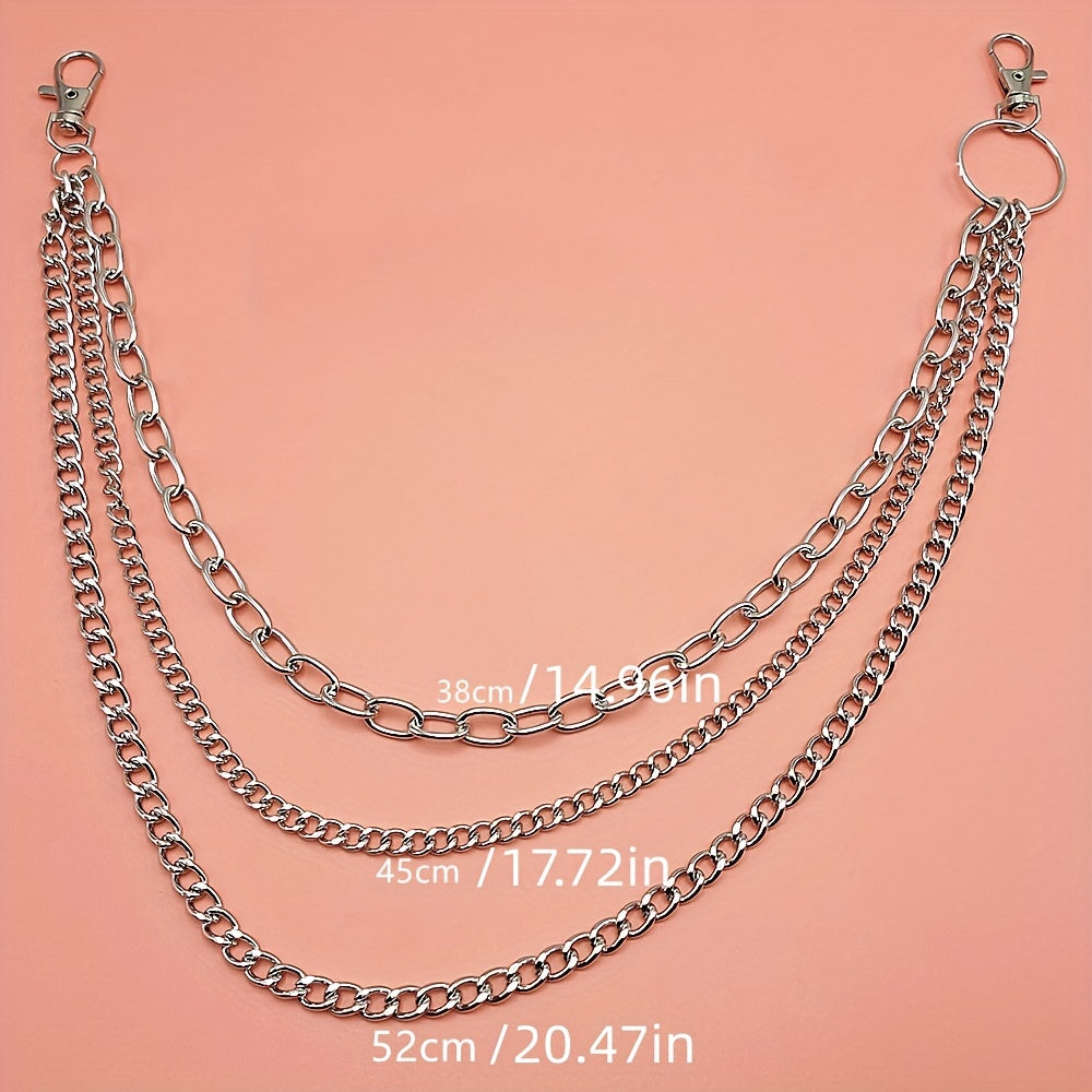 Alloy Silver Grey Belt Punk Metal Chain Waist Chain